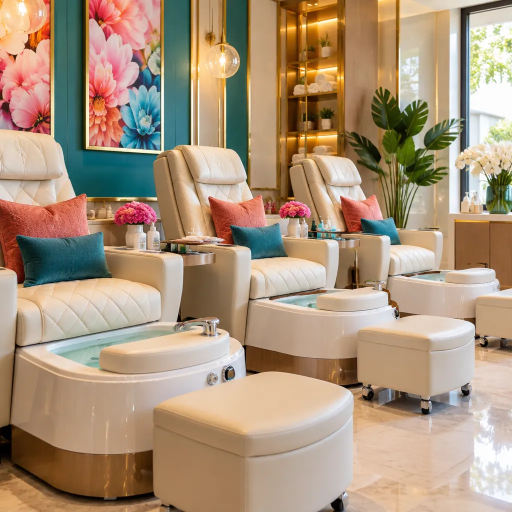 Luxury pedicure station at Happiness Nails & Spa, ready for clients seeking relaxation and beauty.