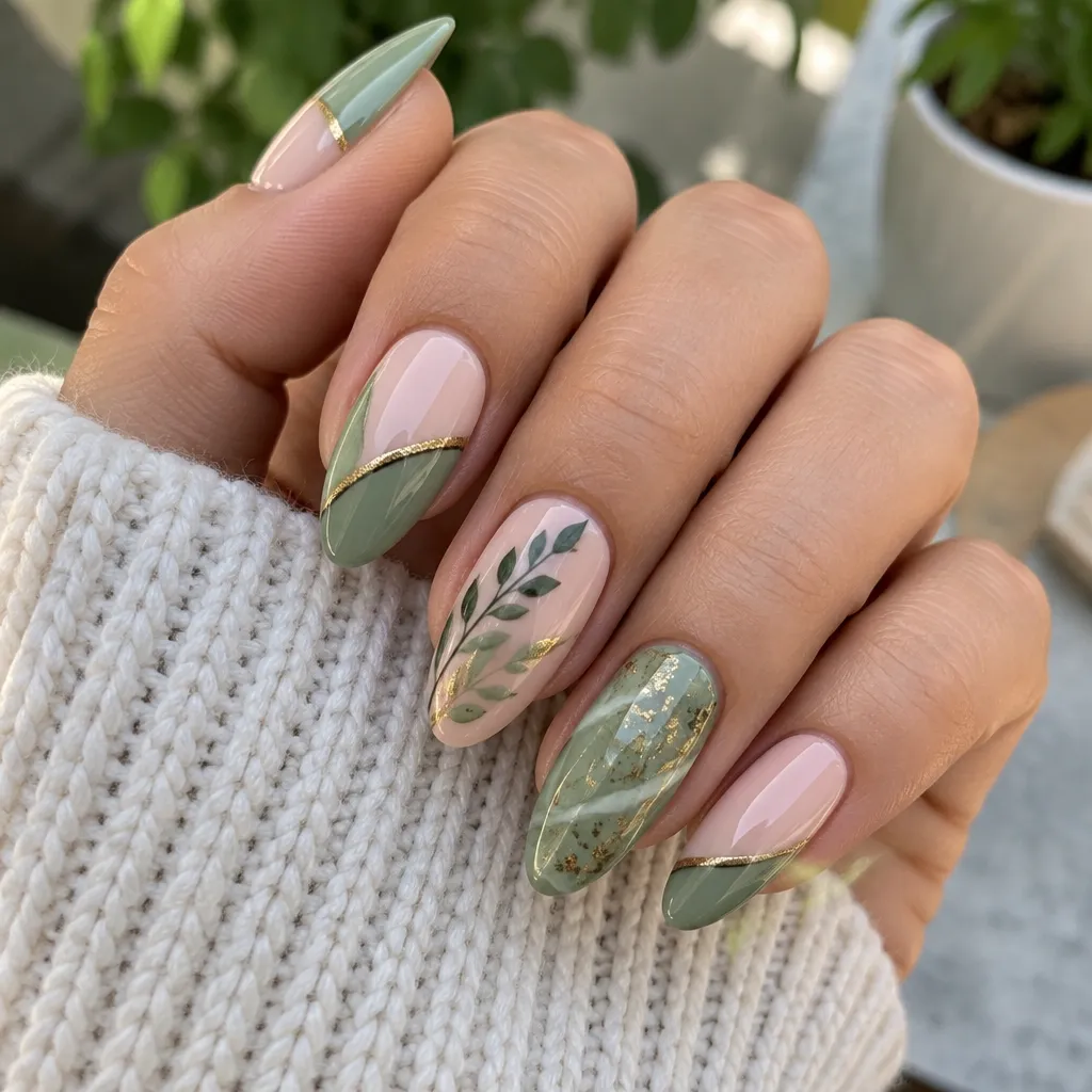 Artistic acrylic nails featuring intricate designs and vibrant colors.